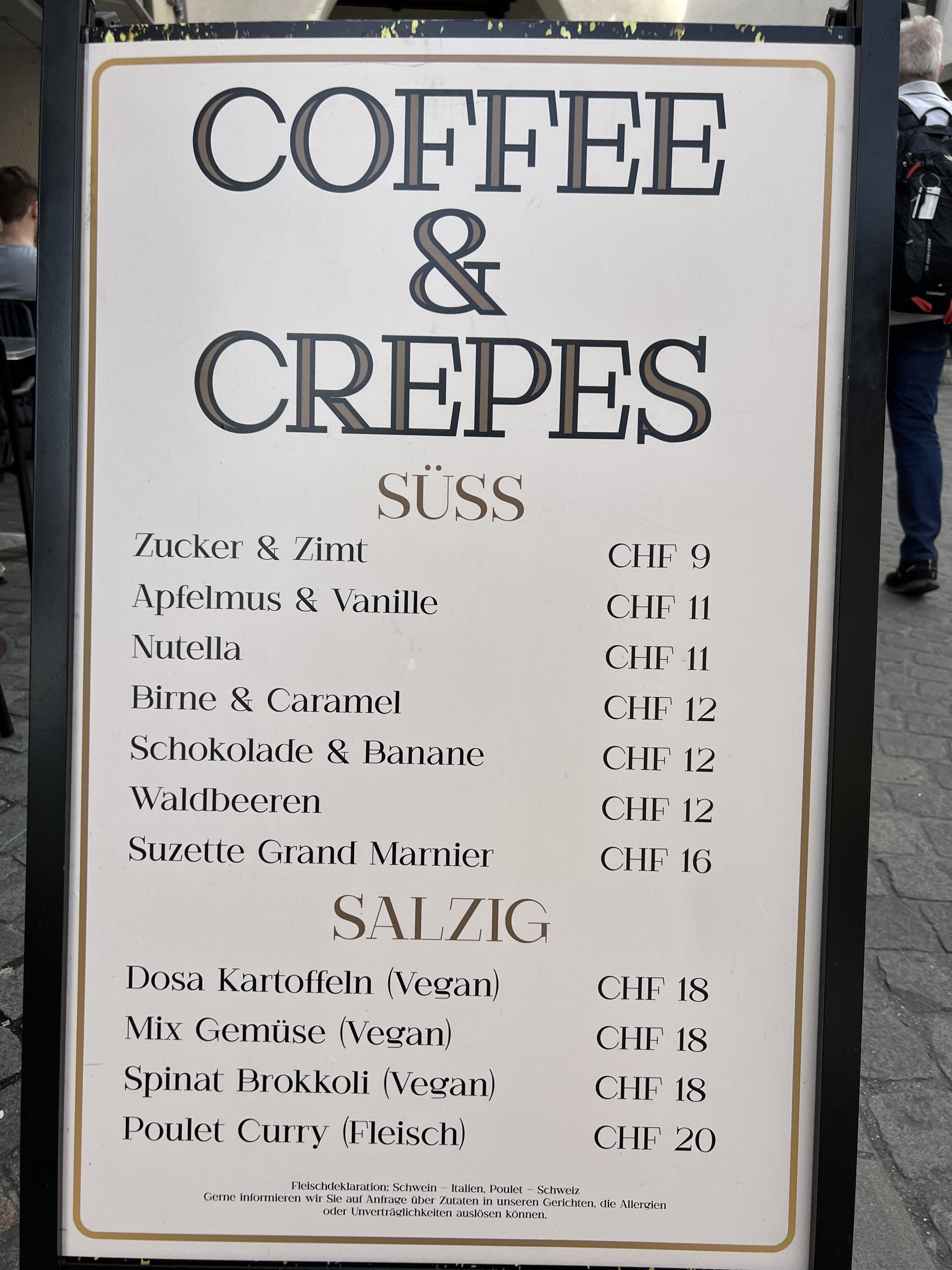 Dessertkarte